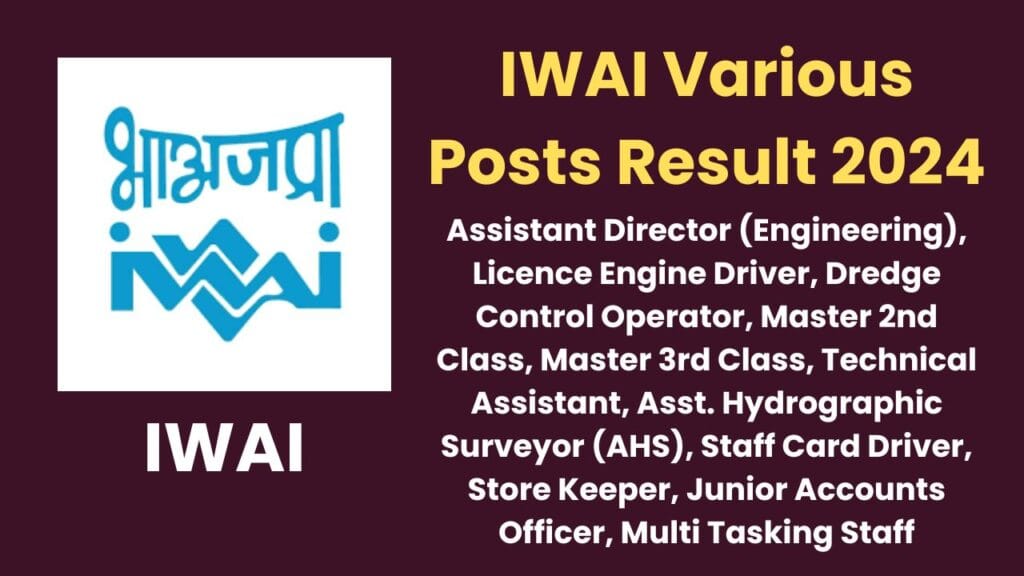 IWAI Various Posts Result 2024